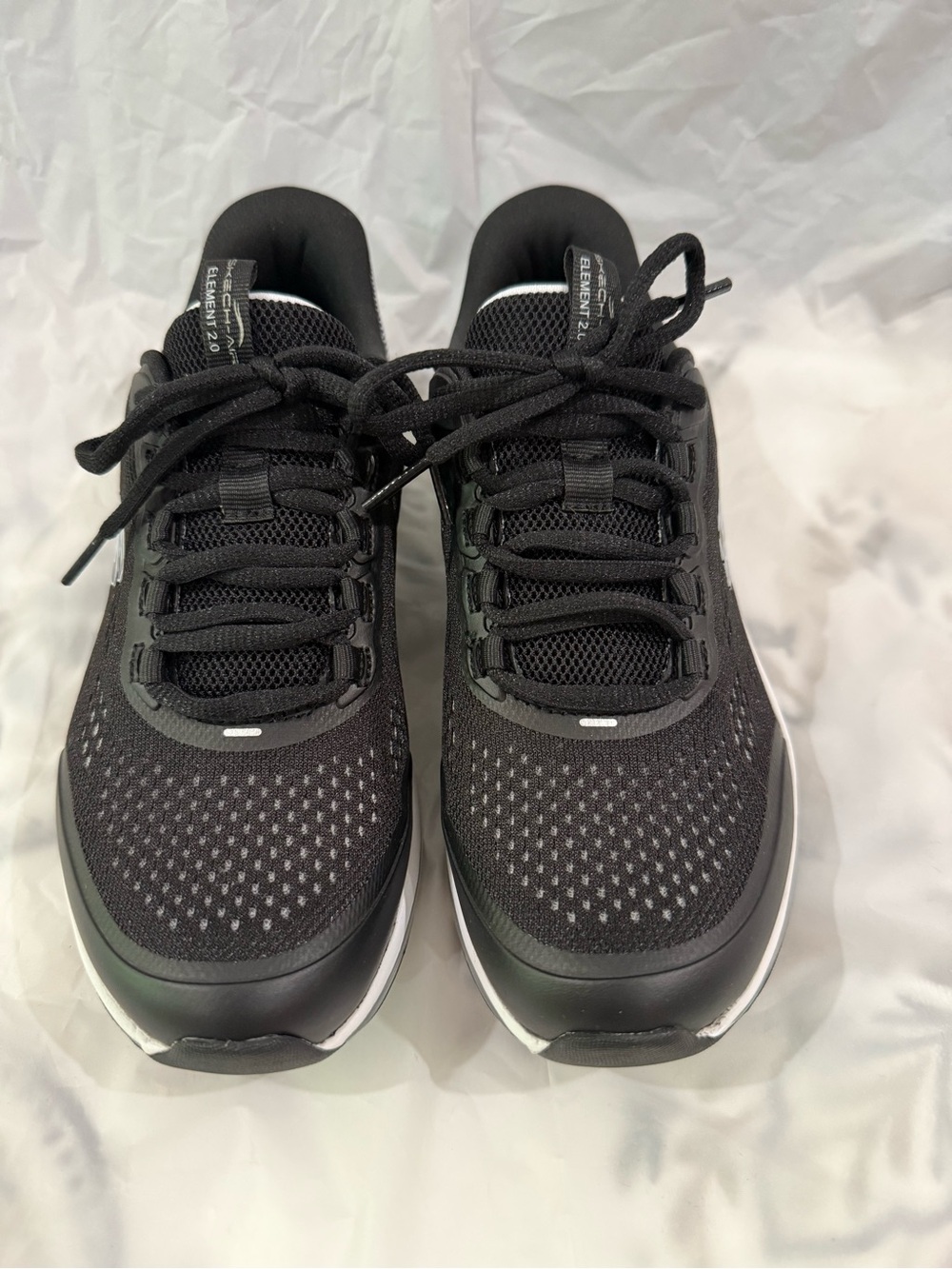 Skechers Women's Black Lace-Up Mesh Sneakers